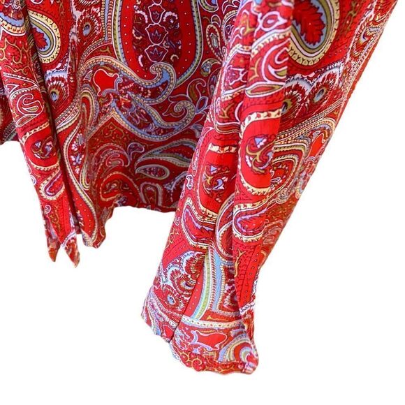 Baja Blue Sz M Orange Paisley Flowy Flared Sleeves Summer Beach Swim Cover - Picture 5 of 6